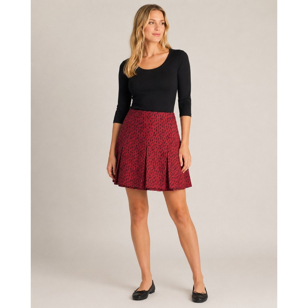 Marc by Marc Jacobs 100% Silk Pleated Mini Skirt Red Navy Size 4